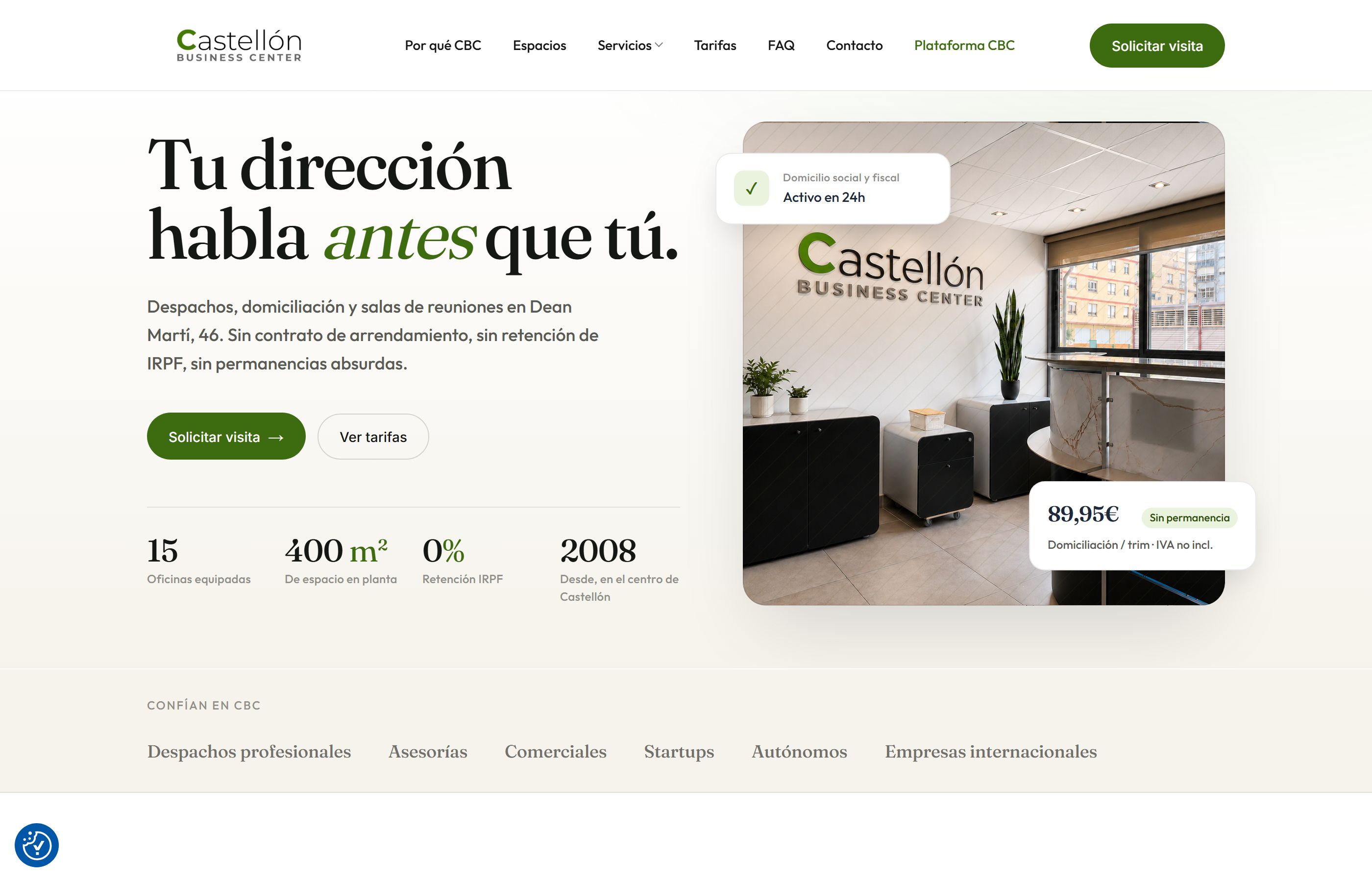 Captura de la web Castellón Business Center
