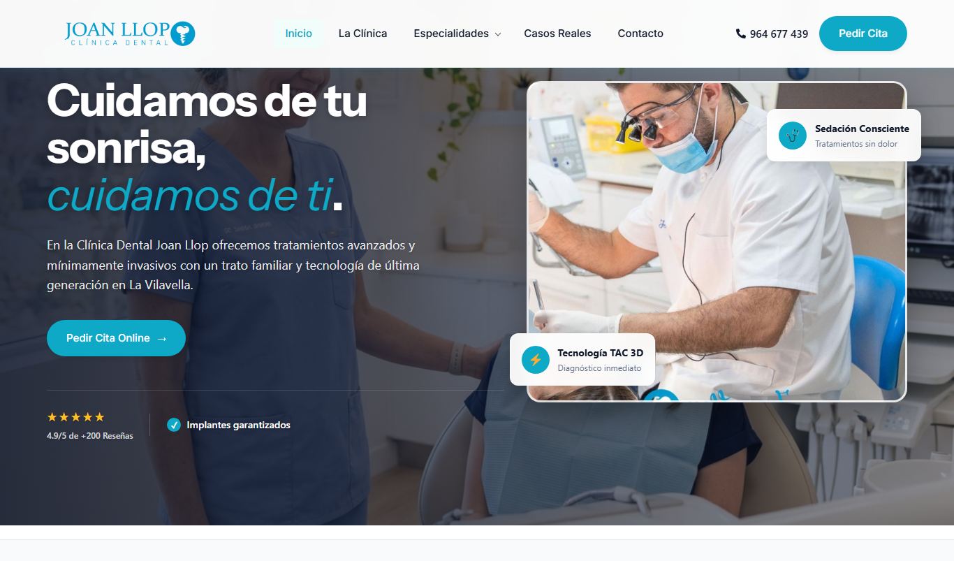 Captura de la web Clínica Dental Joan Llop